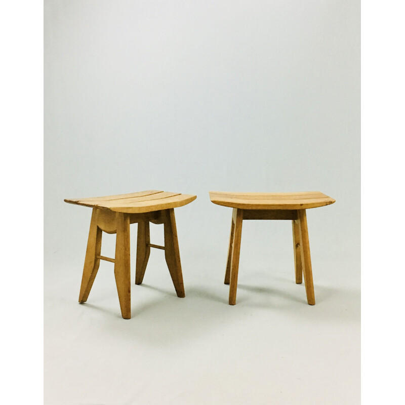 Set of Vintage 2 stools by Guillerme and Chambron