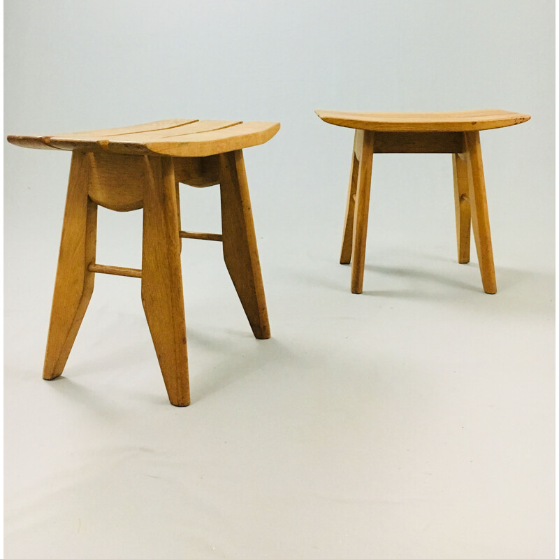 Set of Vintage 2 stools by Guillerme and Chambron