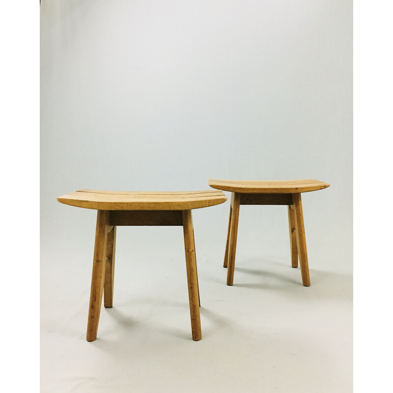 Set of Vintage 2 stools by Guillerme and Chambron