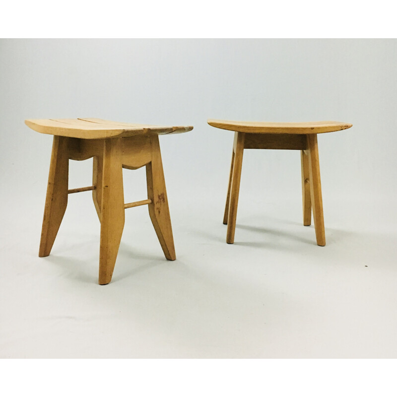 Set of Vintage 2 stools by Guillerme and Chambron