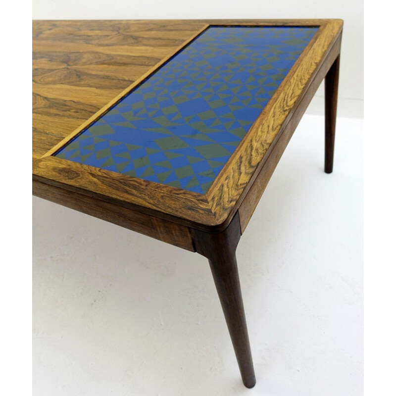 Scandinavian vintage coffee table with tiles, 1970
