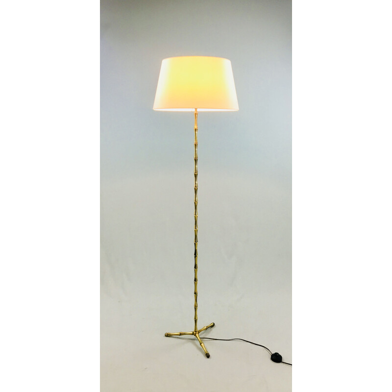 Vintage floor lamp "bamboo" in golden brass