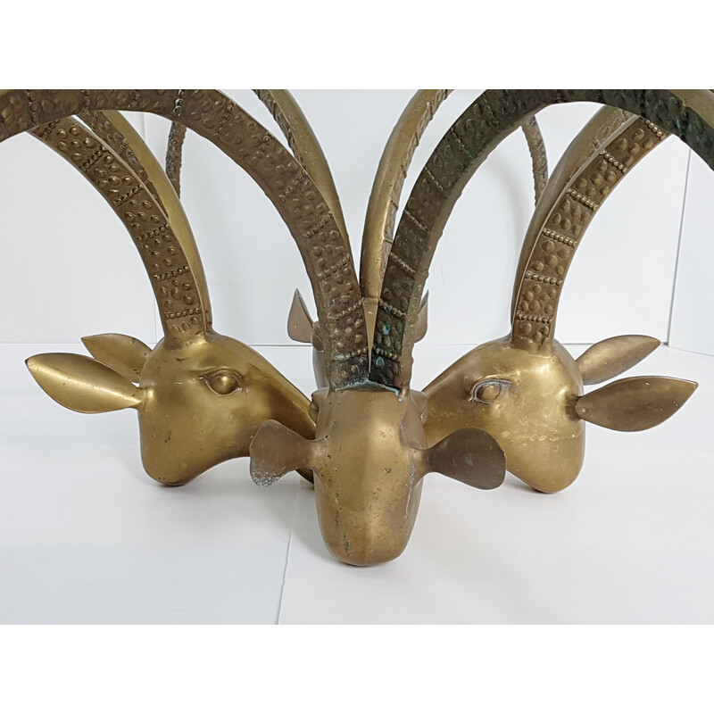 Vintage gilded brass ram's head coffee table