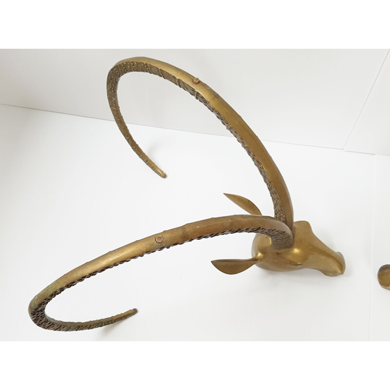 Vintage gilded brass ram's head coffee table