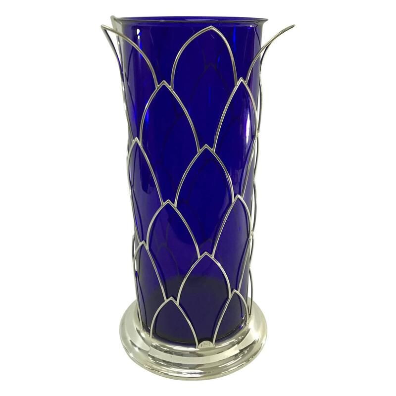 Vintage blue Murano glass vase by Munari, Italy 1980