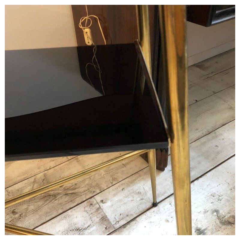 Vintage Italian console in brass and glass