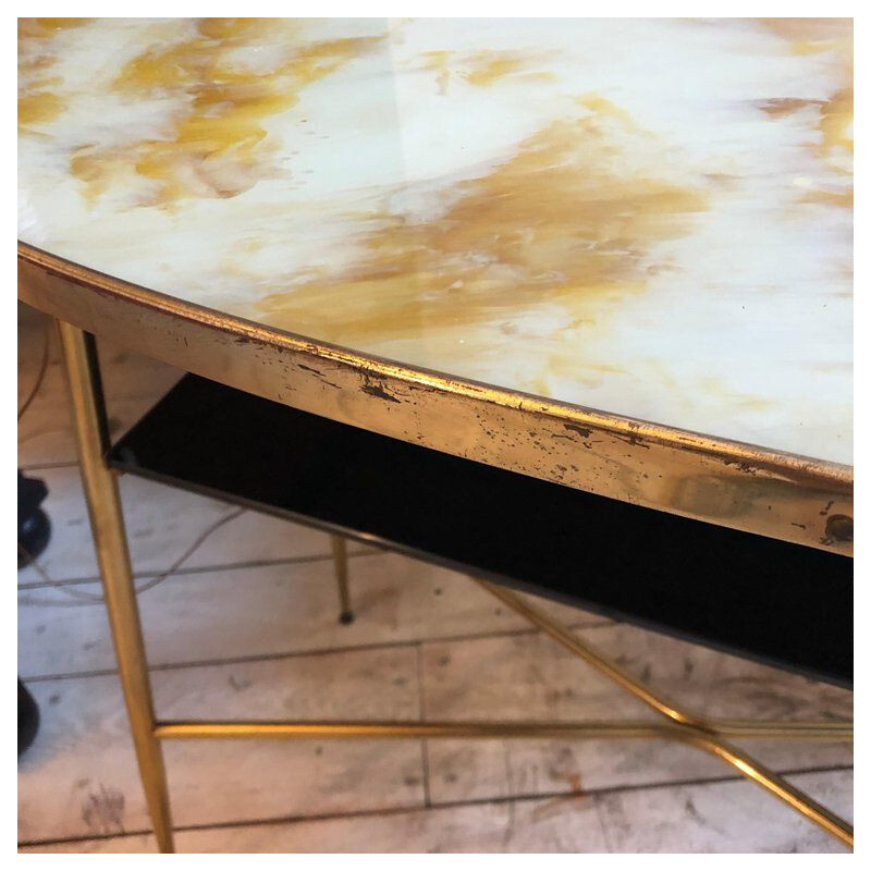 Vintage Italian console in brass and glass