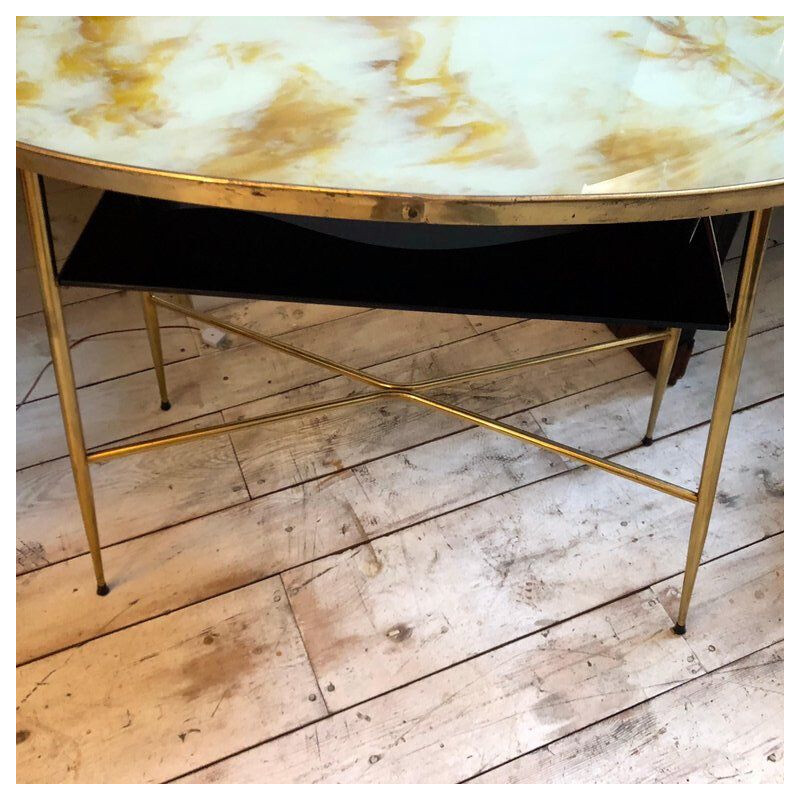 Vintage Italian console in brass and glass