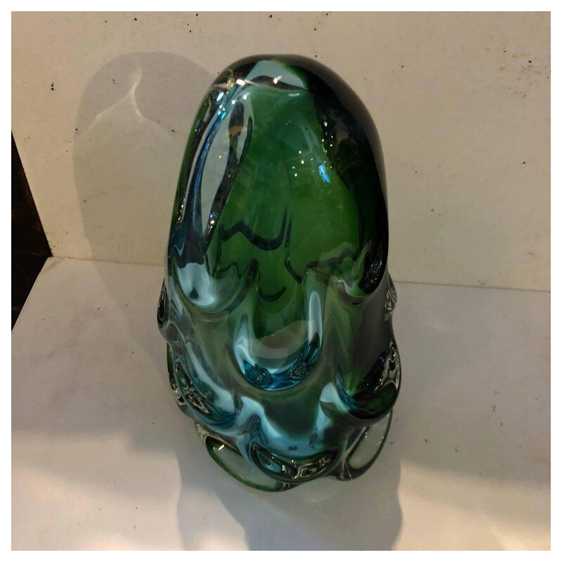 Vintage green vase in Murano glass