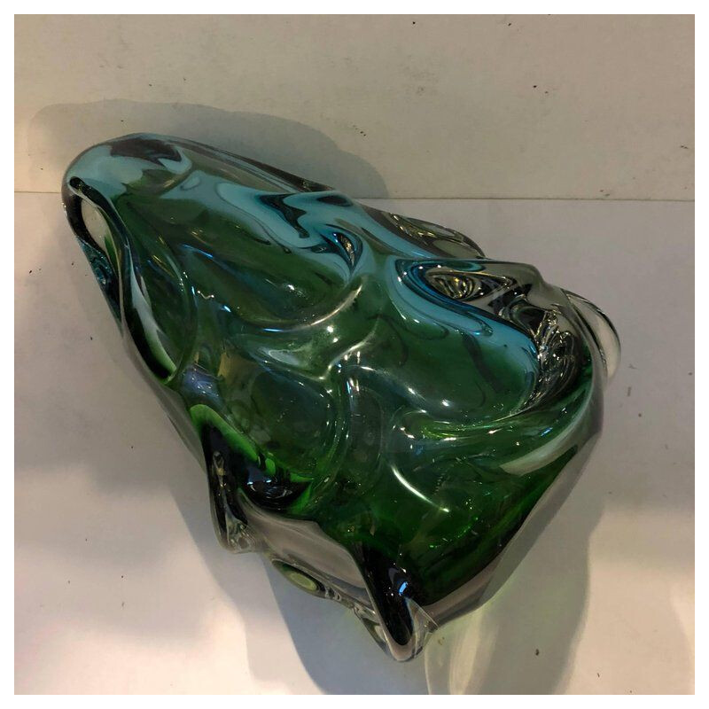 Vase vintage vert en verre de Murano