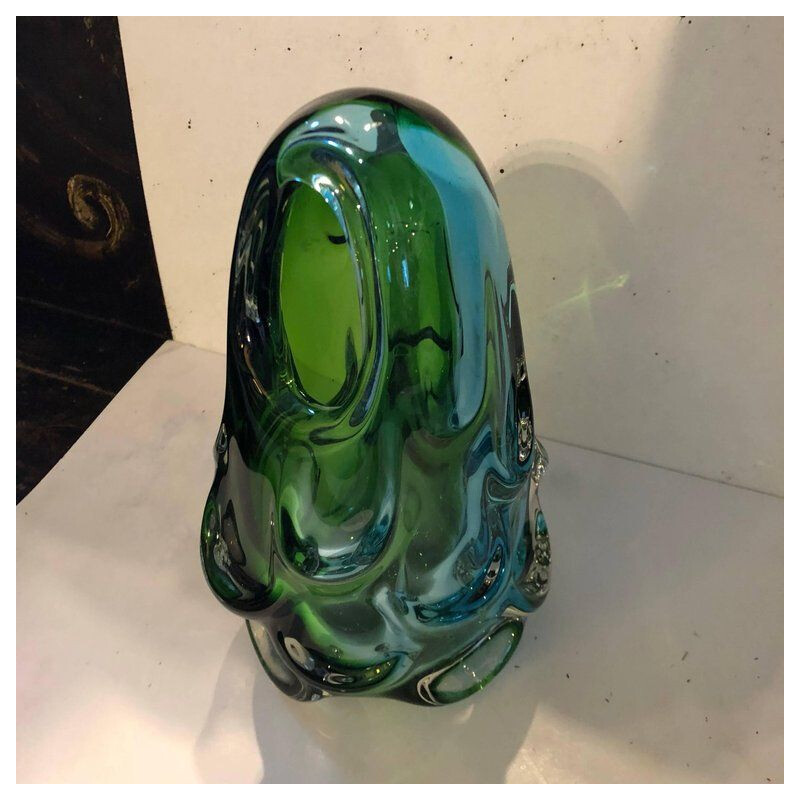 Vintage green vase in Murano glass