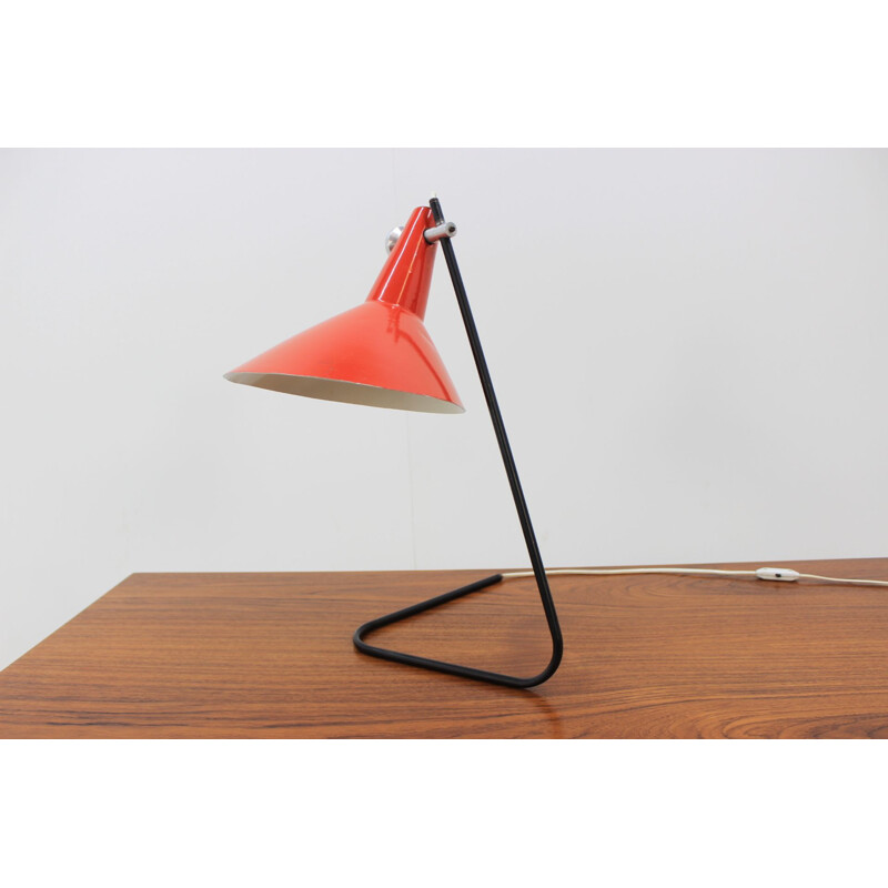 Vintage red table lamp by Josef Hurka