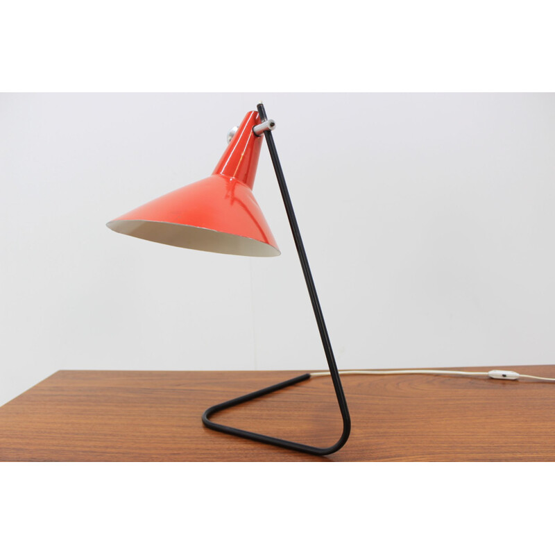 Vintage red table lamp by Josef Hurka