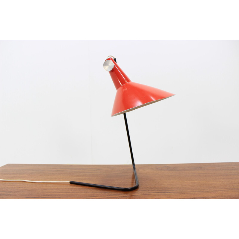 Lampe de table vintge rouge par Josef Hurka