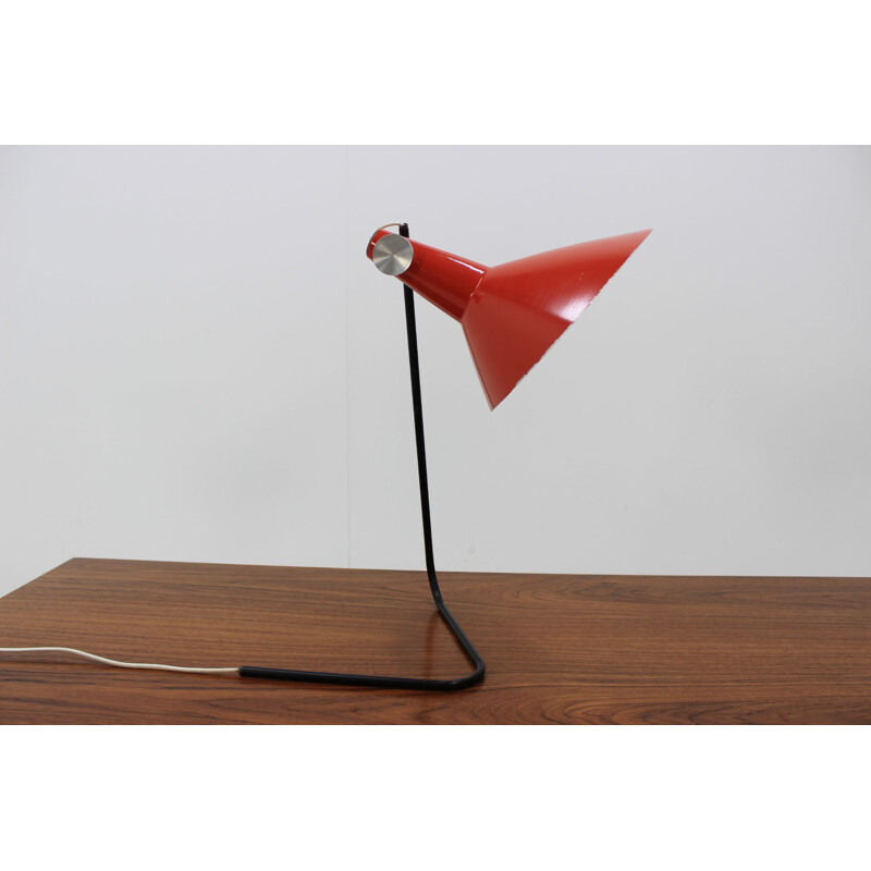 Lampe de table vintge rouge par Josef Hurka