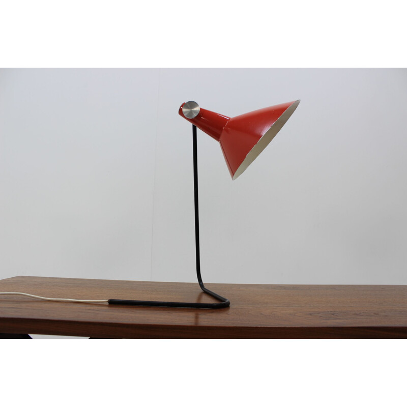 Vintage red table lamp by Josef Hurka