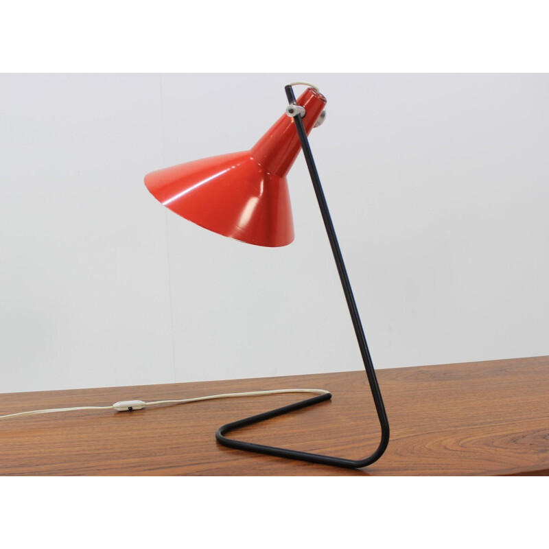 Vintage red table lamp by Josef Hurka