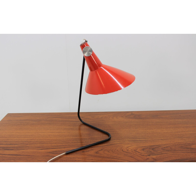 Vintage red table lamp by Josef Hurka