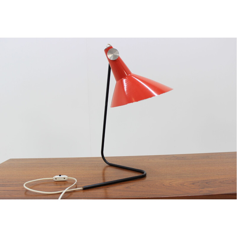 Vintage red table lamp by Josef Hurka