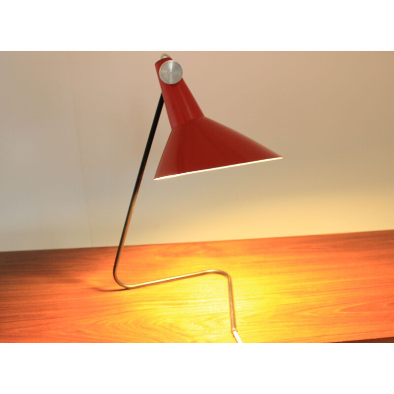 Vintage red table lamp by Josef Hurka