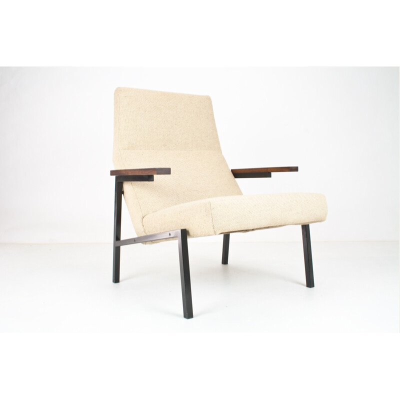 SZ67 armchair in wood, metal and beige fabric, Martin VISSER - 1960s