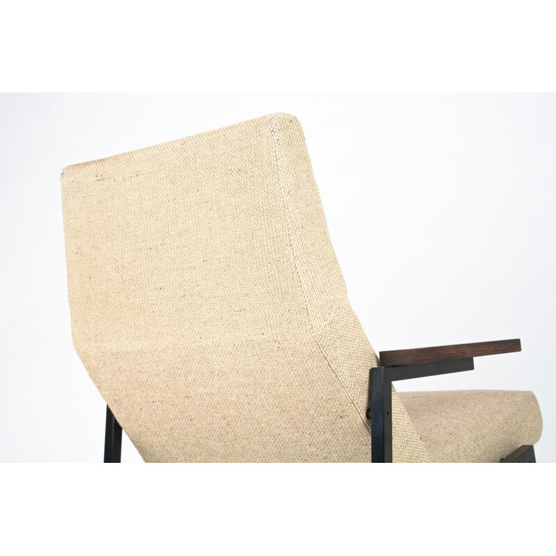 SZ67 armchair in wood, metal and beige fabric, Martin VISSER - 1960s