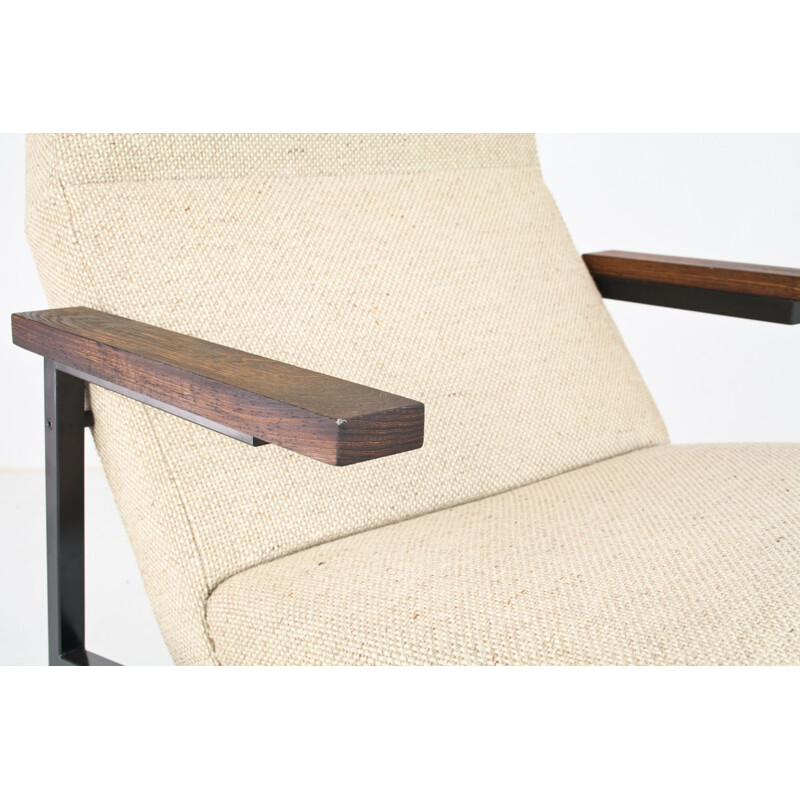 SZ67 armchair in wood, metal and beige fabric, Martin VISSER - 1960s