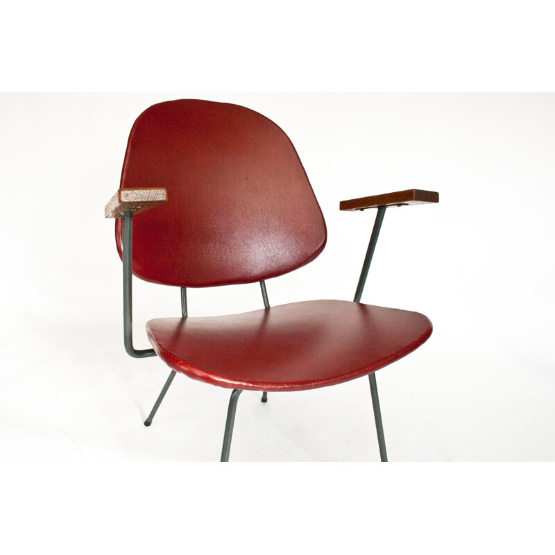 Armchair in metal, wood and fake leather, W.H.GISPEN - 1960s