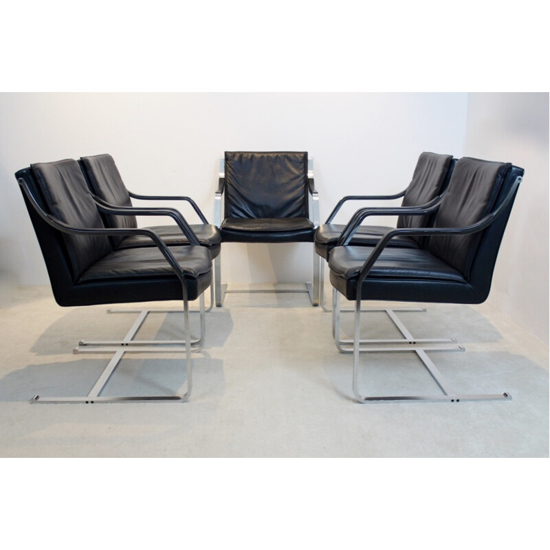 Suite vintage de 4 chaises en cuir par Rudolf B. Glatzel - 1980