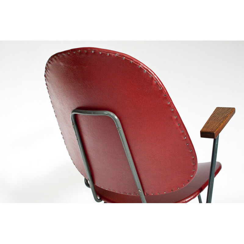 Armchair in metal, wood and fake leather, W.H.GISPEN - 1960s