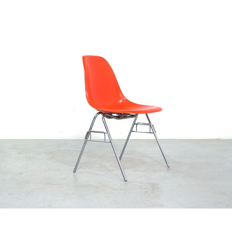 Set of 2 vintage orange Side Chairs by Eames for Herman Miller