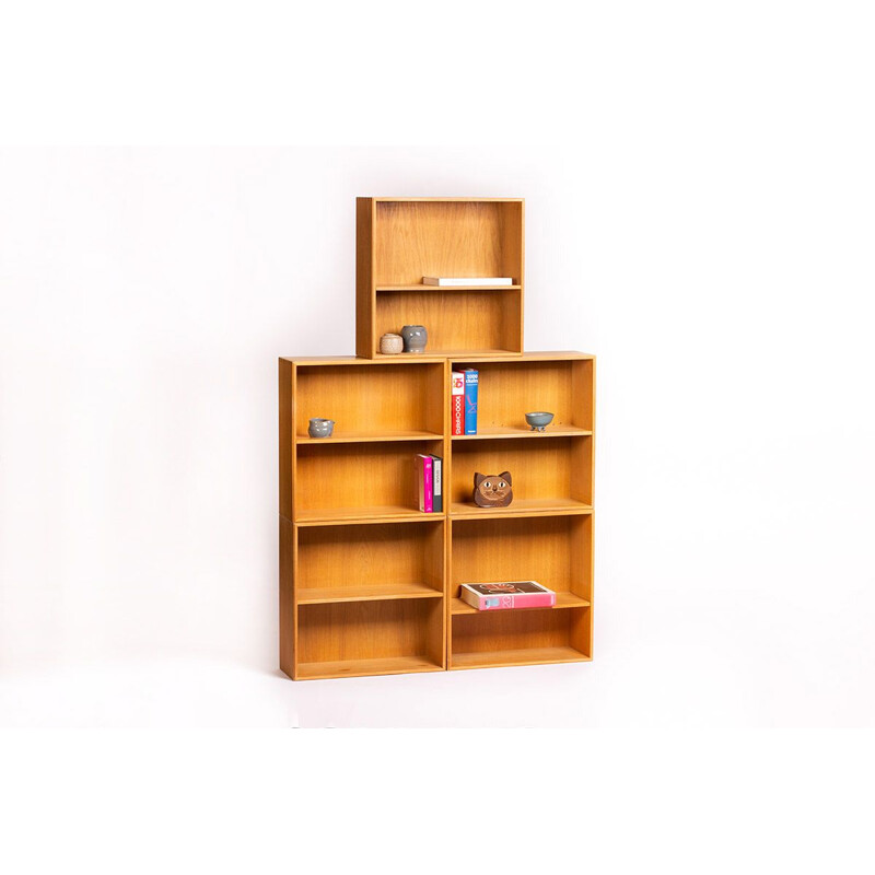 3-block vintage bookcase in oak by Mogens Koch for Rud Rasmussen