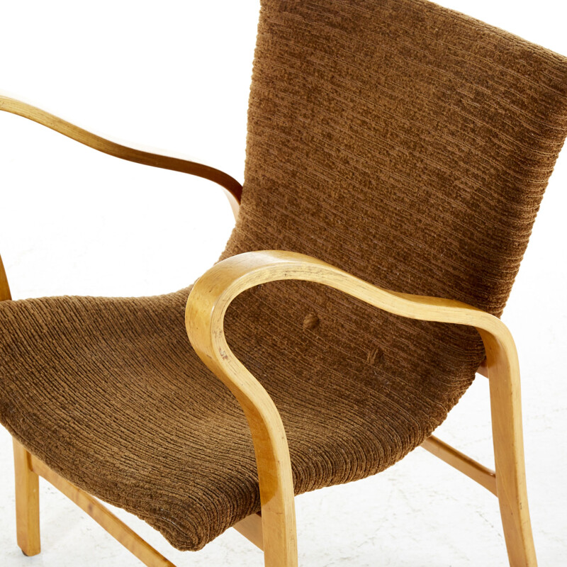Vintage brown armchair & Ottoman by Gustav Axel Berg