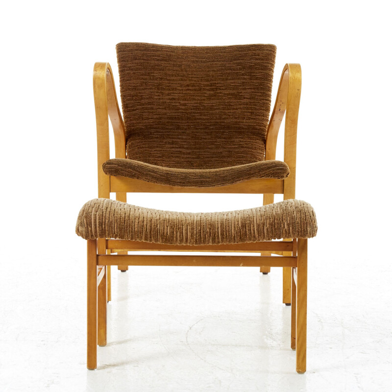 Fauteuil & Ottoman marrons par Gustav Axel Berg