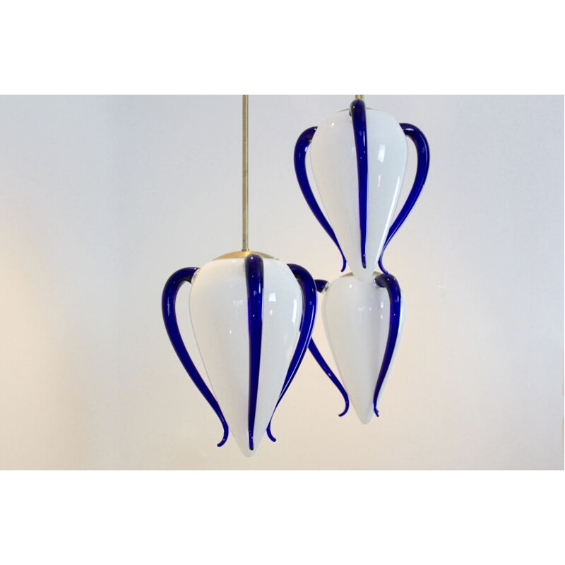 Egg-shaped "Venexiana" pendant lamp in murano glass by Barovier & Toso