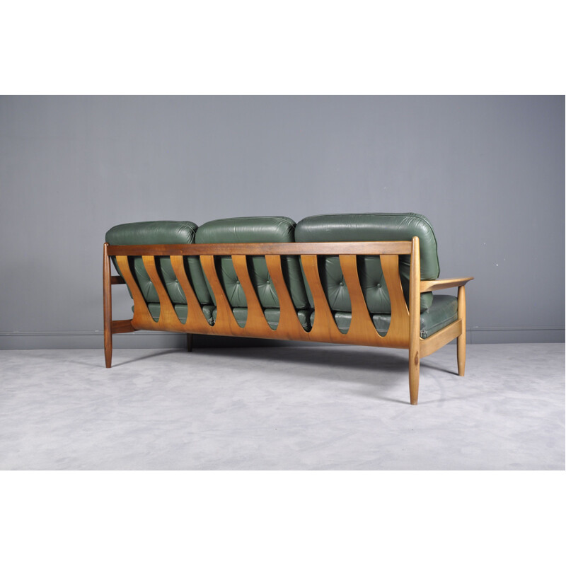 Vintage scandinavian Sofa Set in Green Leather