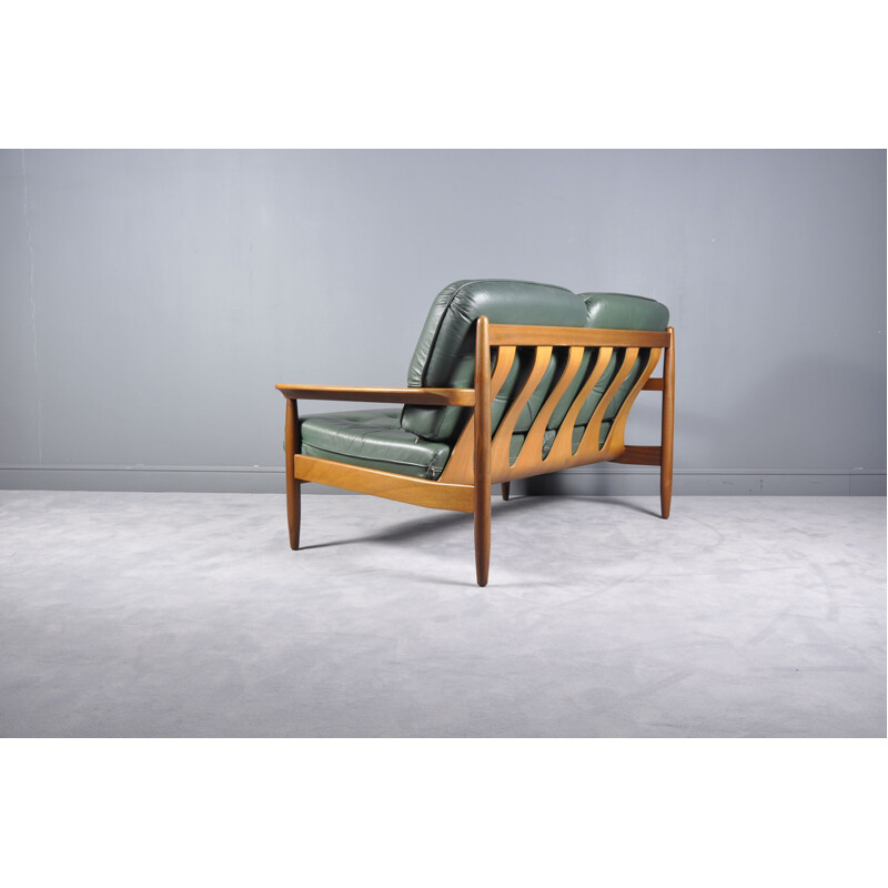 Vintage scandinavian Sofa Set in Green Leather