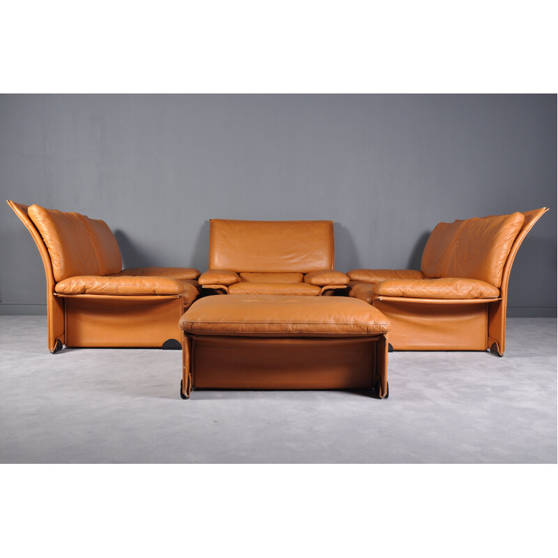 Vintage living room set Albatros in leather by Titiana Ammannati & Giampiero Vitelli for Brunati