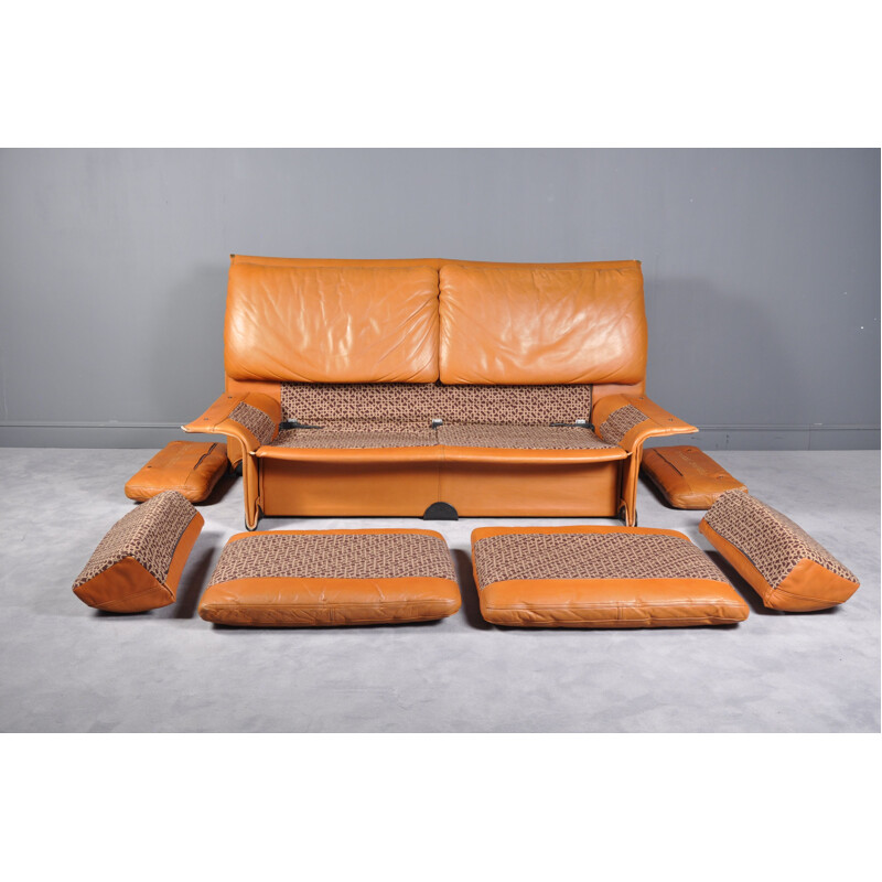 Vintage living room set Albatros in leather by Titiana Ammannati & Giampiero Vitelli for Brunati