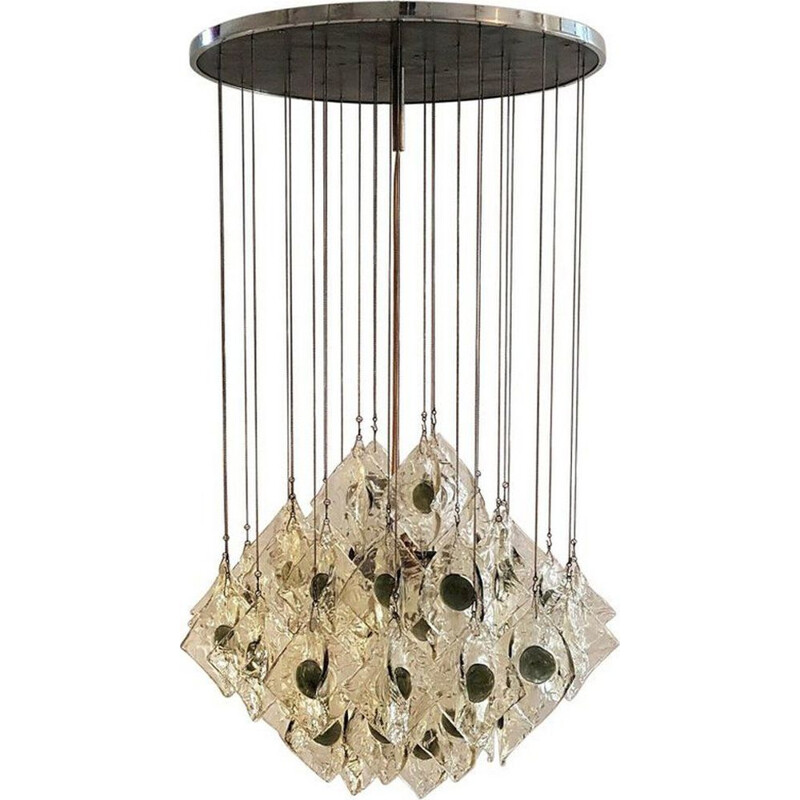 Chandelier vintage with heavy pieces of glass by Mazzega