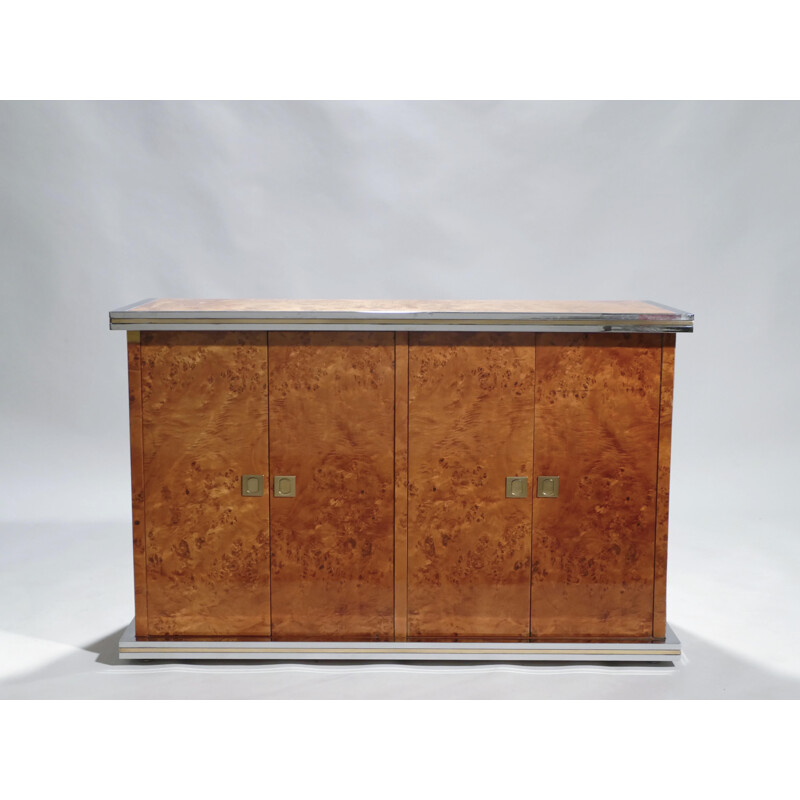 Vintage sideboard in brass and chrome 1970s
