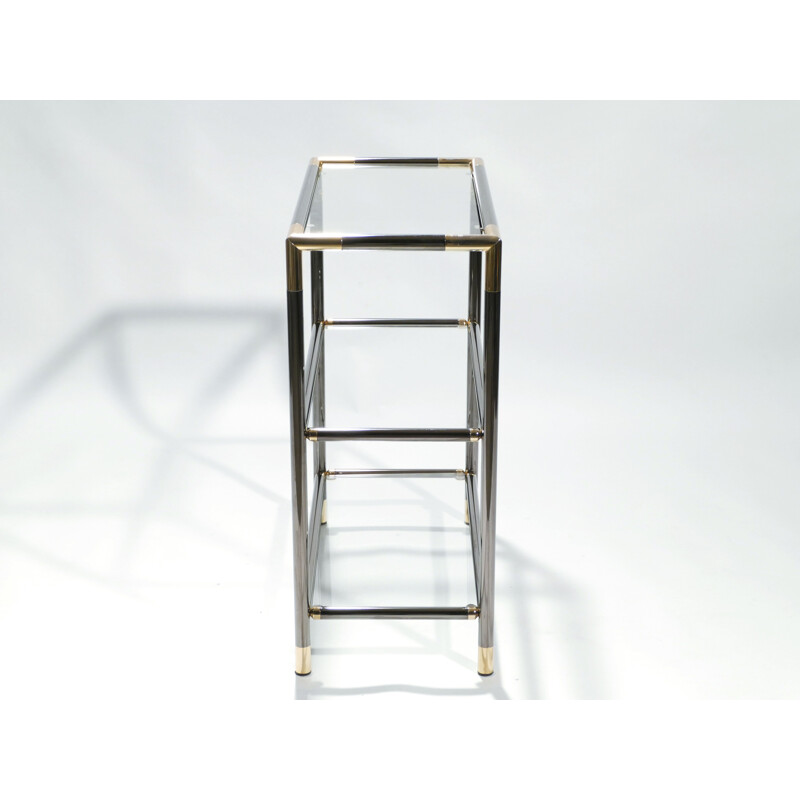 Pair of vintage metal and brass shelves, 1970