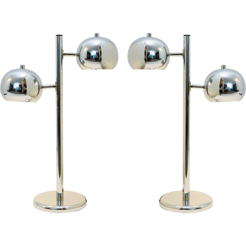 Set of 2 vintage table lamps in chrome