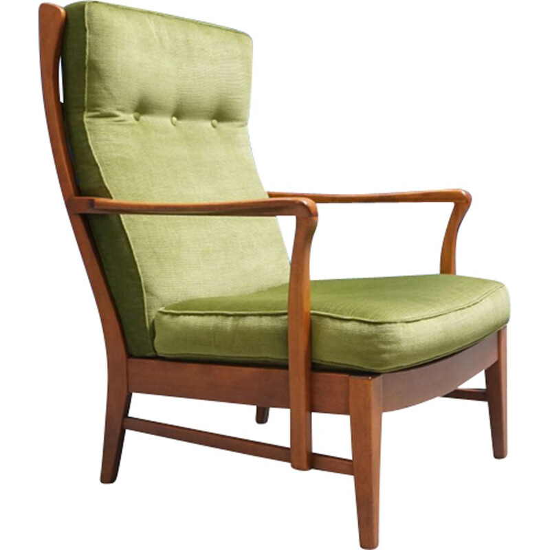 Vintage Swedish green High Back Armchair