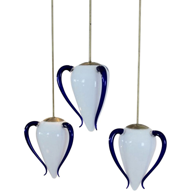 Egg-shaped "Venexiana" pendant lamp in murano glass by Barovier & Toso