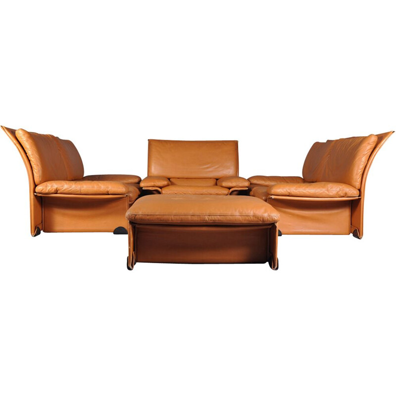 Vintage living room set Albatros in leather by Titiana Ammannati & Giampiero Vitelli for Brunati