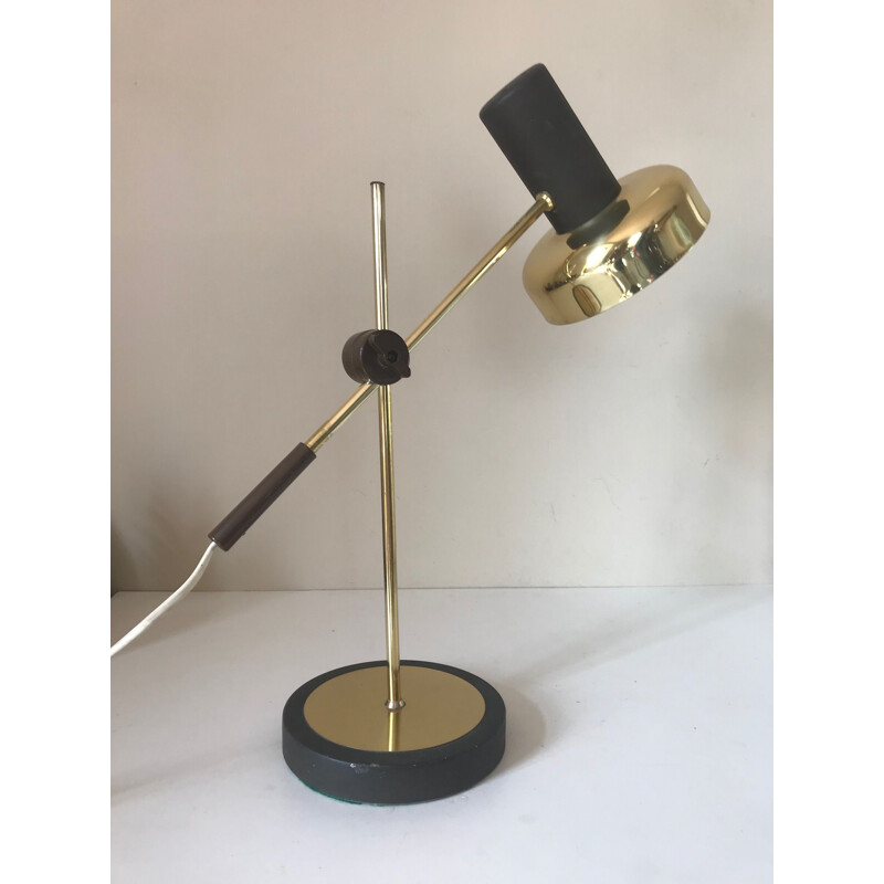 Vintage adjustable desk lamp in brass