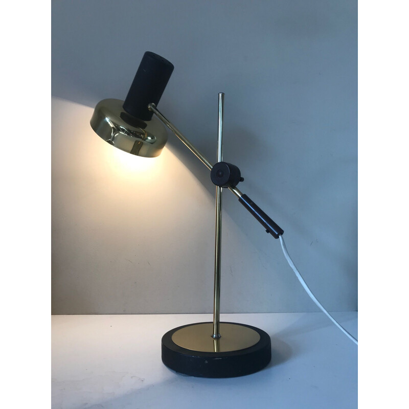 Vintage adjustable desk lamp in brass