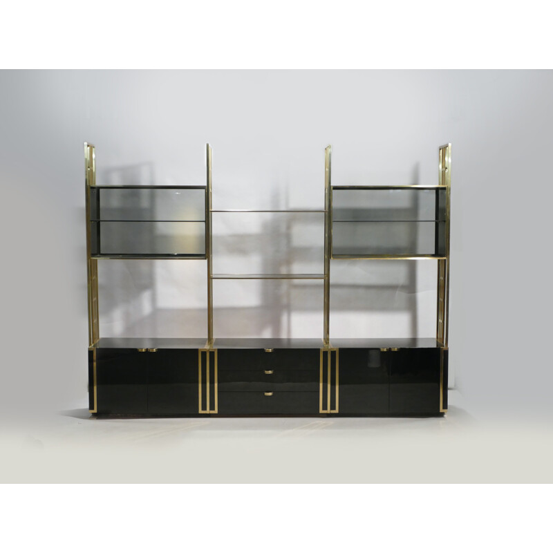 Vintage library in lacquered brass by Kim Moltzer