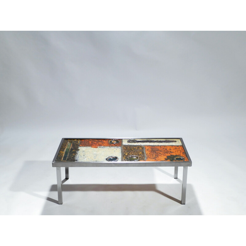 Vintage low table in ceramic by Robert & Jean Cloutier